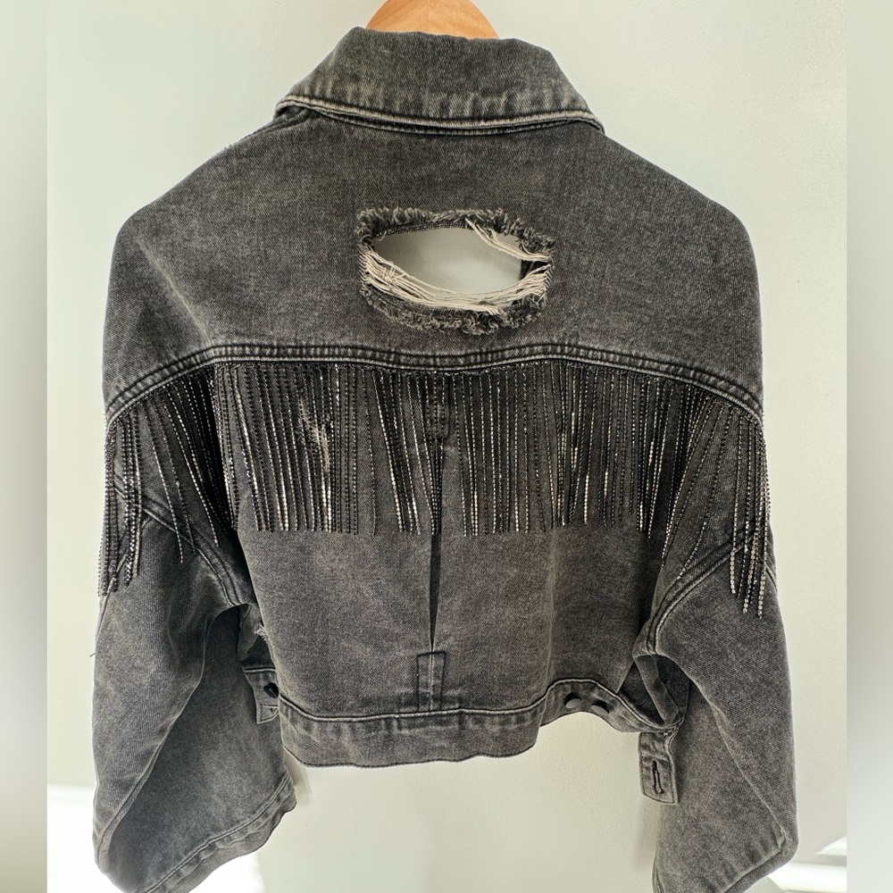 Rhinestone fringe Jean jacket